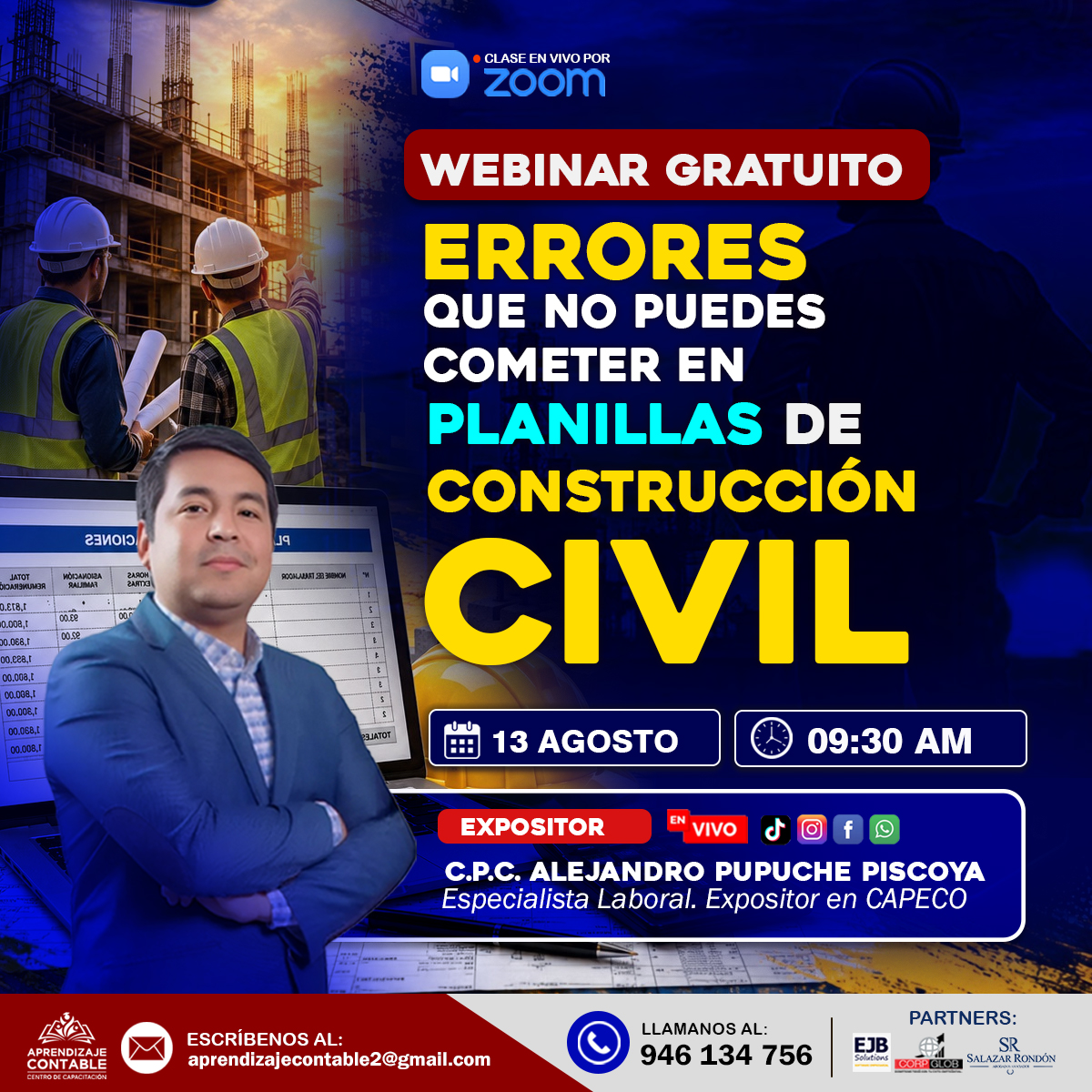 Webinar ERRORES QUE NO PUEDES COMETER EN PLANILLAS DE CONSTRUCCIÓN CIVIL